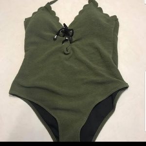 Cupshe lace up olive green one piece swimsuit
